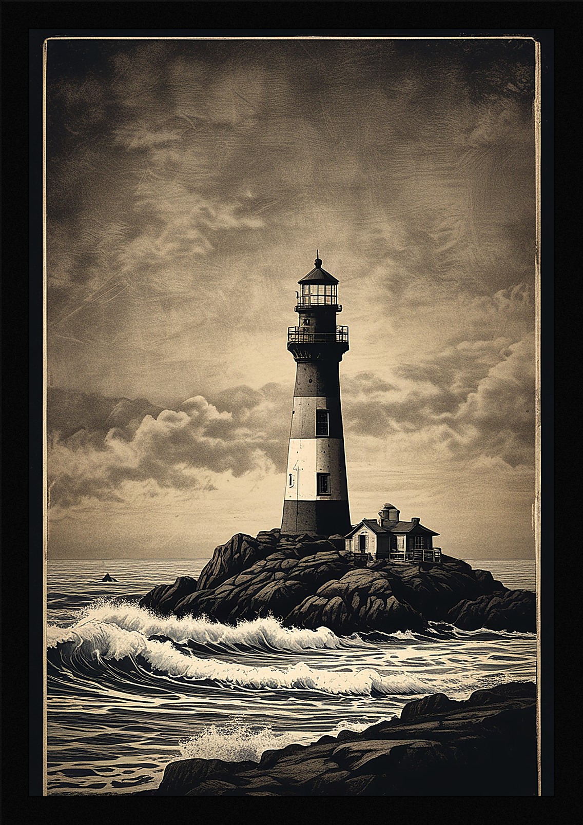 Nostalgic Lighthouse Framed Wall Art Poster Canvas Print Picture