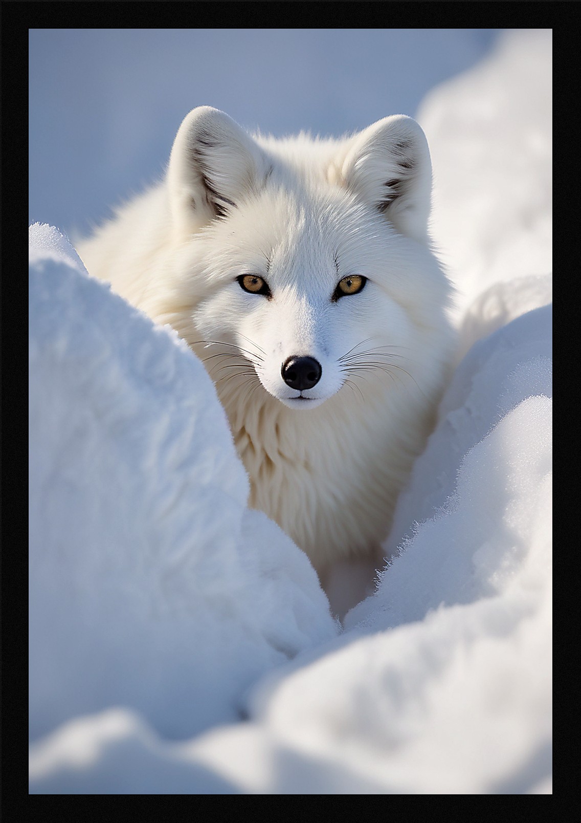 Serene Arctic Fox Framed Wall Art Poster Canvas Print Picture