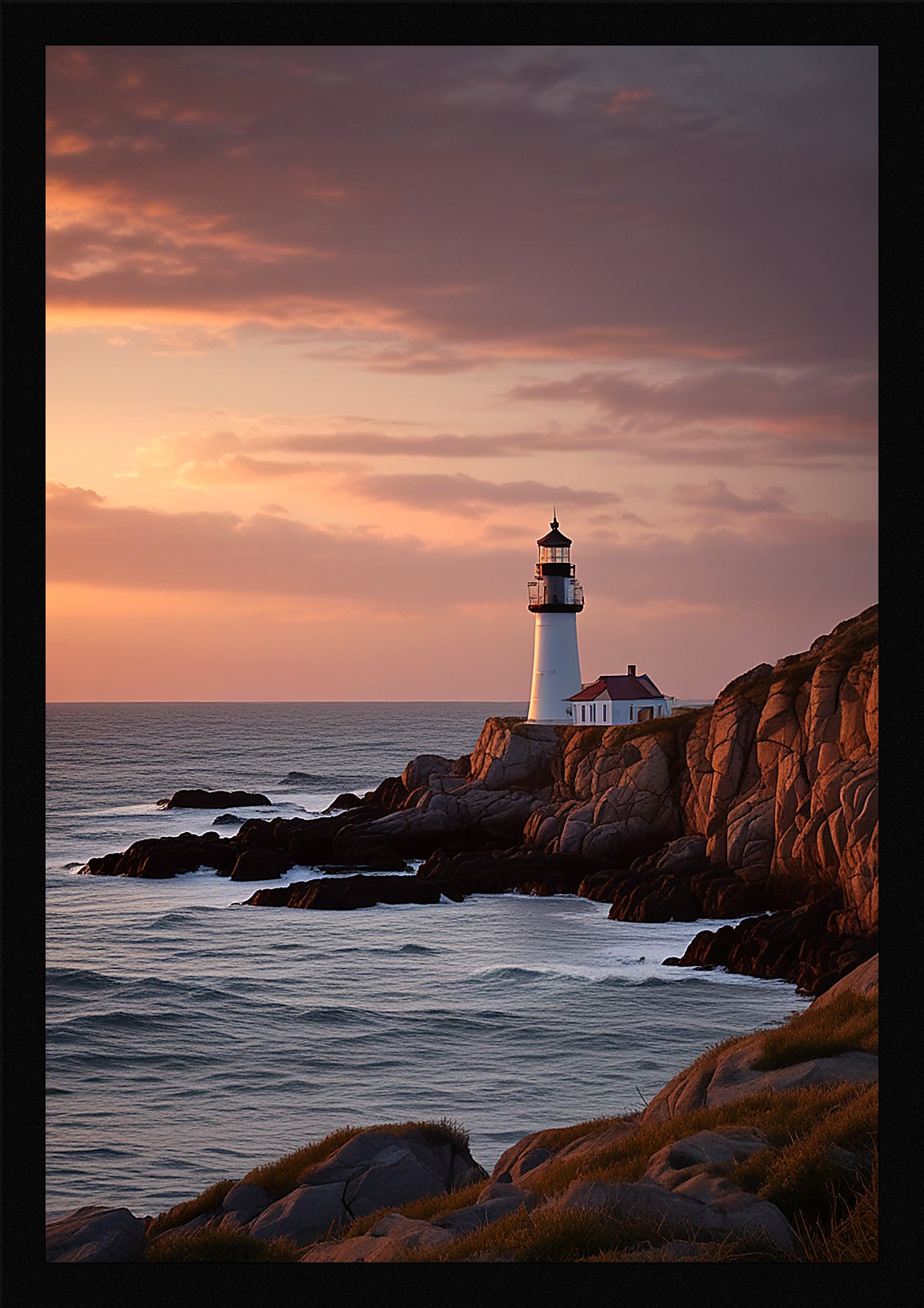 Modern Lighthouse Framed Wall Art Poster Canvas Print Picture