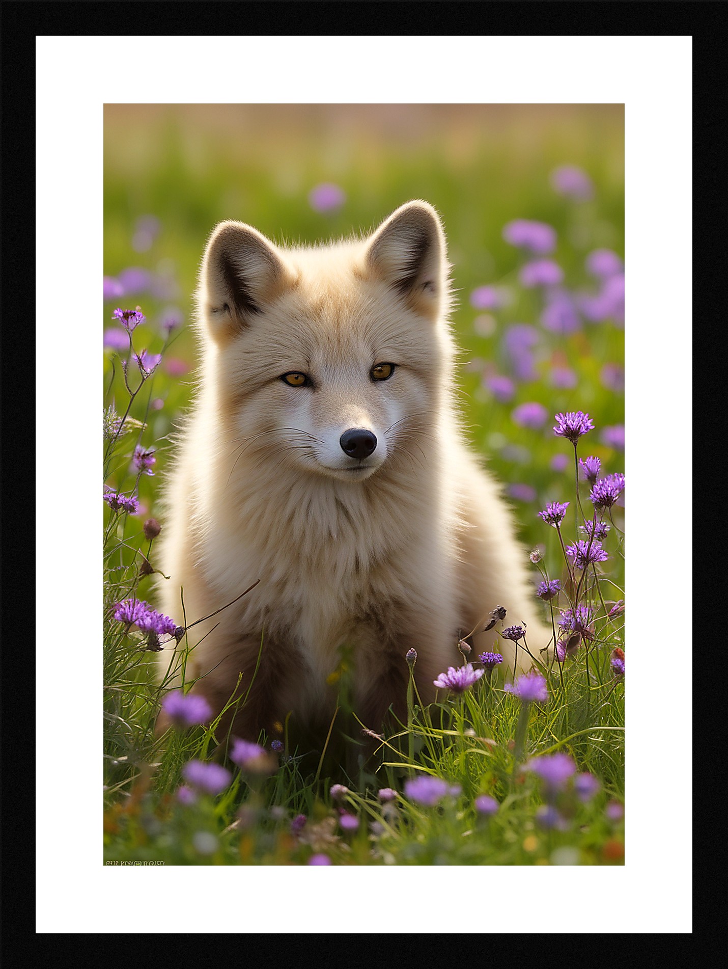 Serene Arctic Fox Framed Wall Art Poster Canvas Print Picture