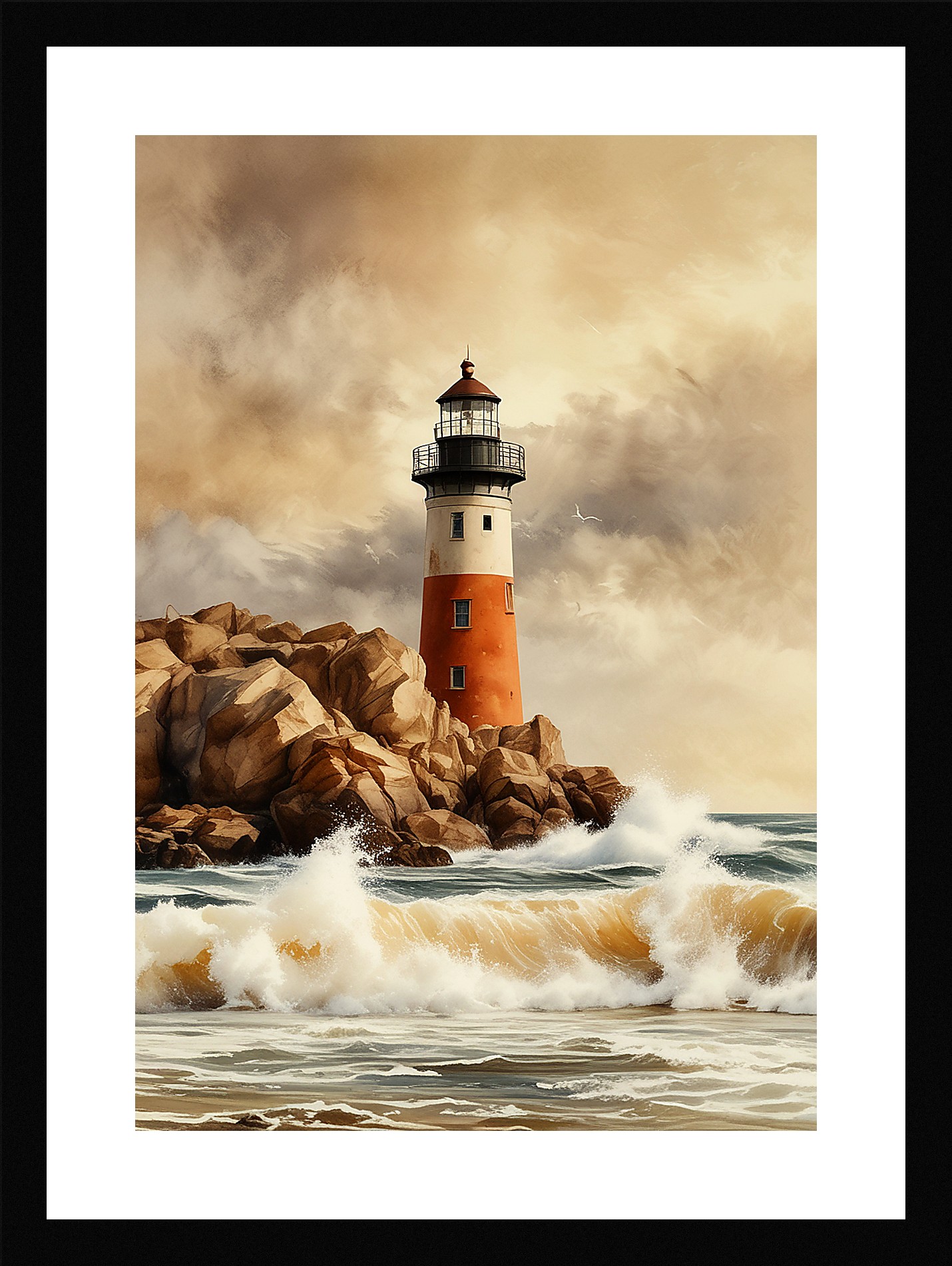 Bold Lighthouse Framed Wall Art Poster Canvas Print Picture