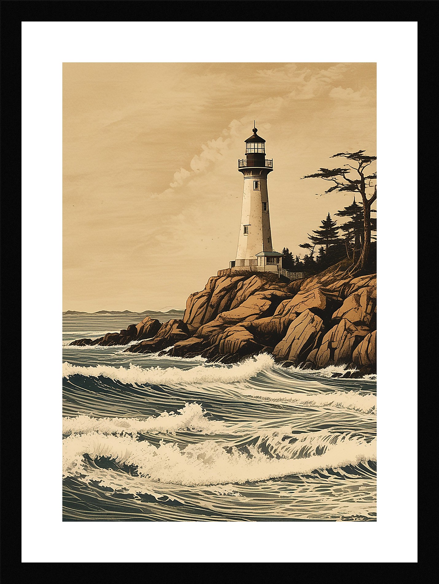 Intimate Lighthouse Framed Wall Art Poster Canvas Print Picture