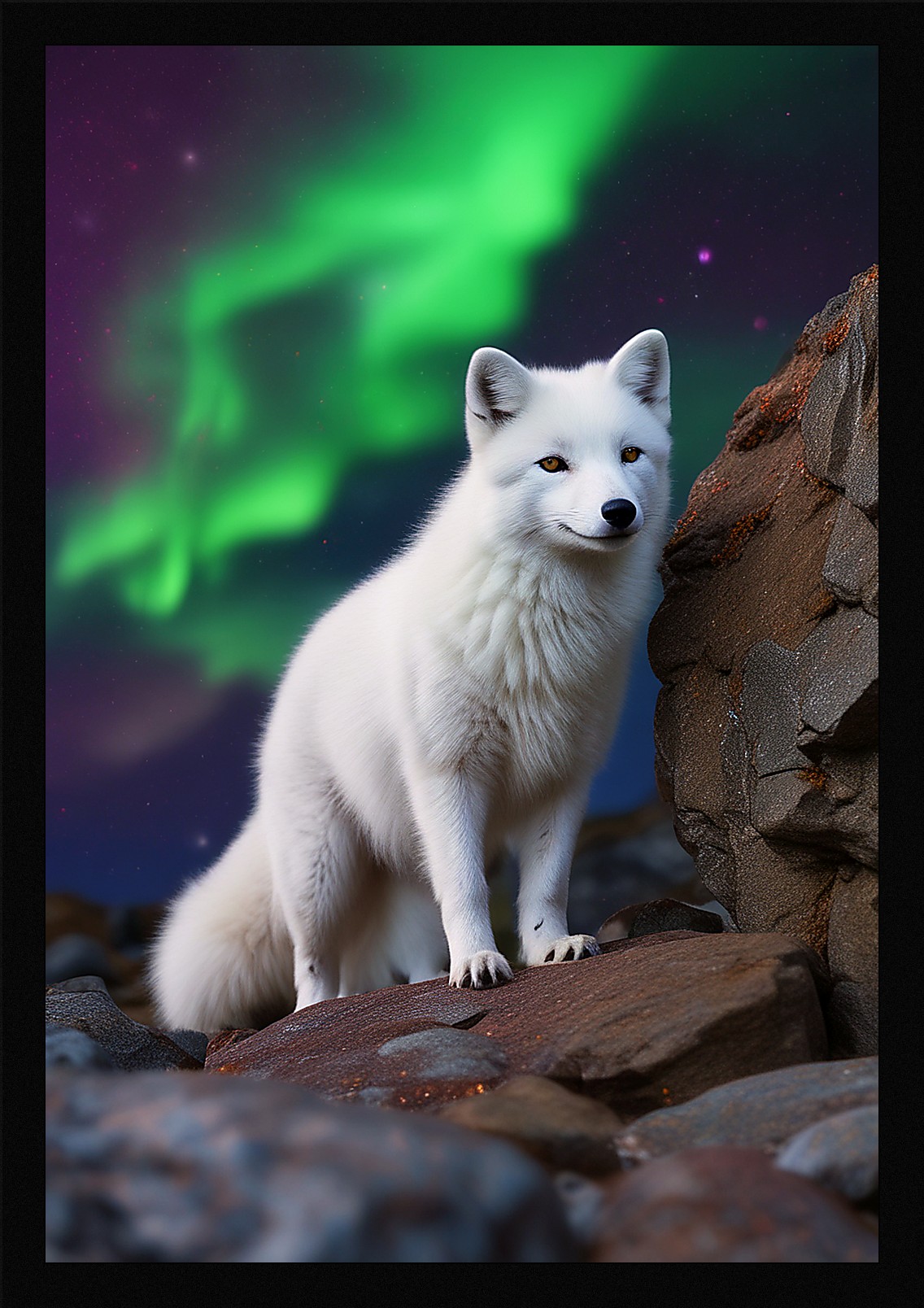 Intimate Arctic Fox Framed Wall Art Poster Canvas Print Picture
