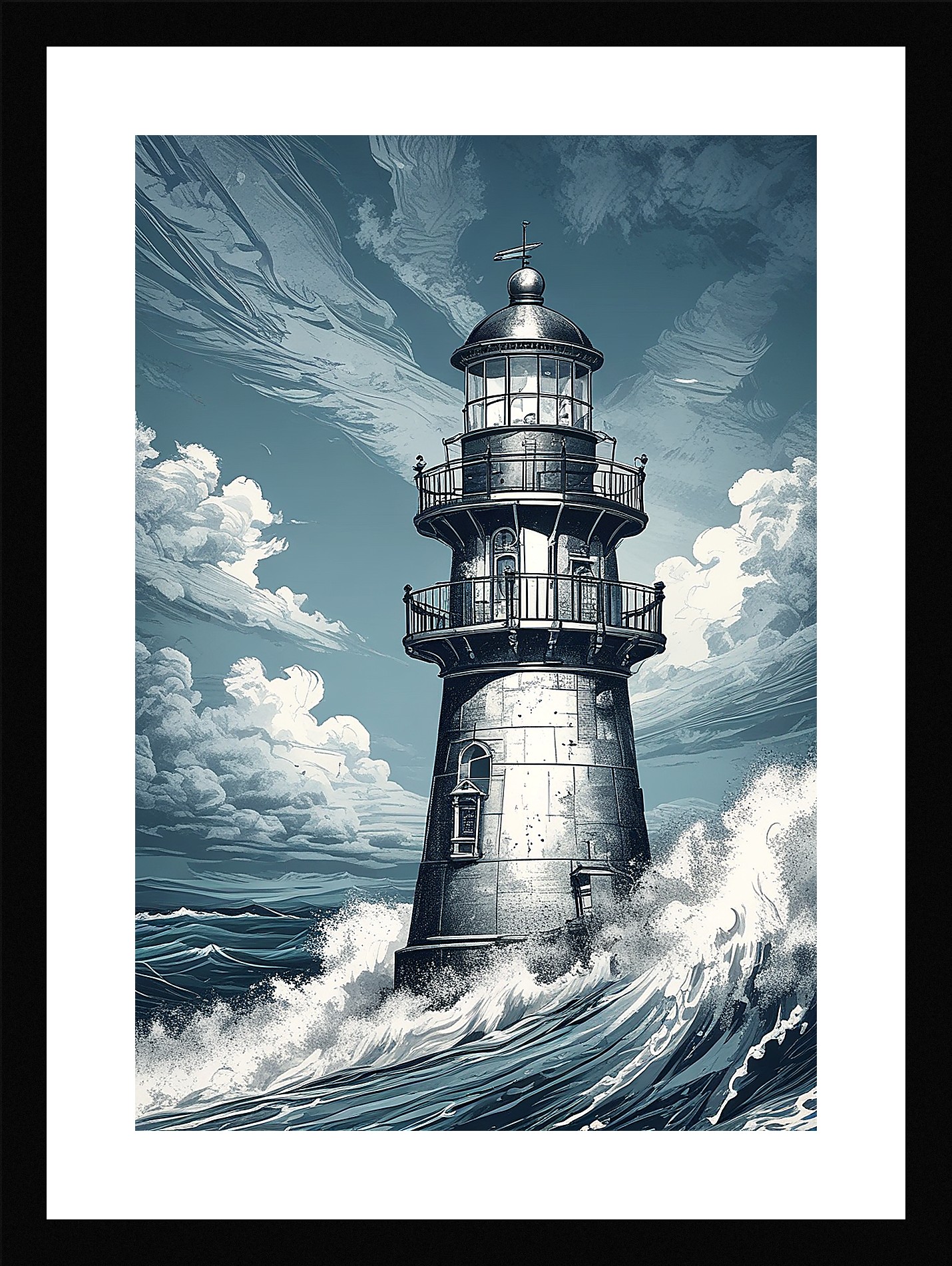 Bold Lighthouse Framed Wall Art Poster Canvas Print Picture