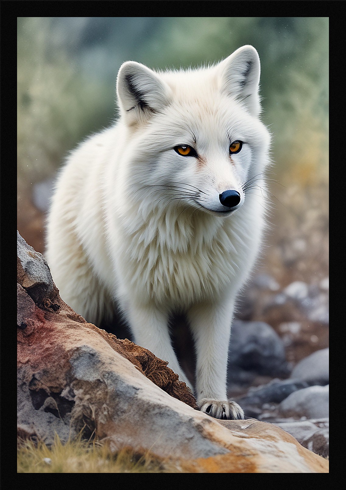 Intimate Arctic Fox Framed Wall Art Poster Canvas Print Picture
