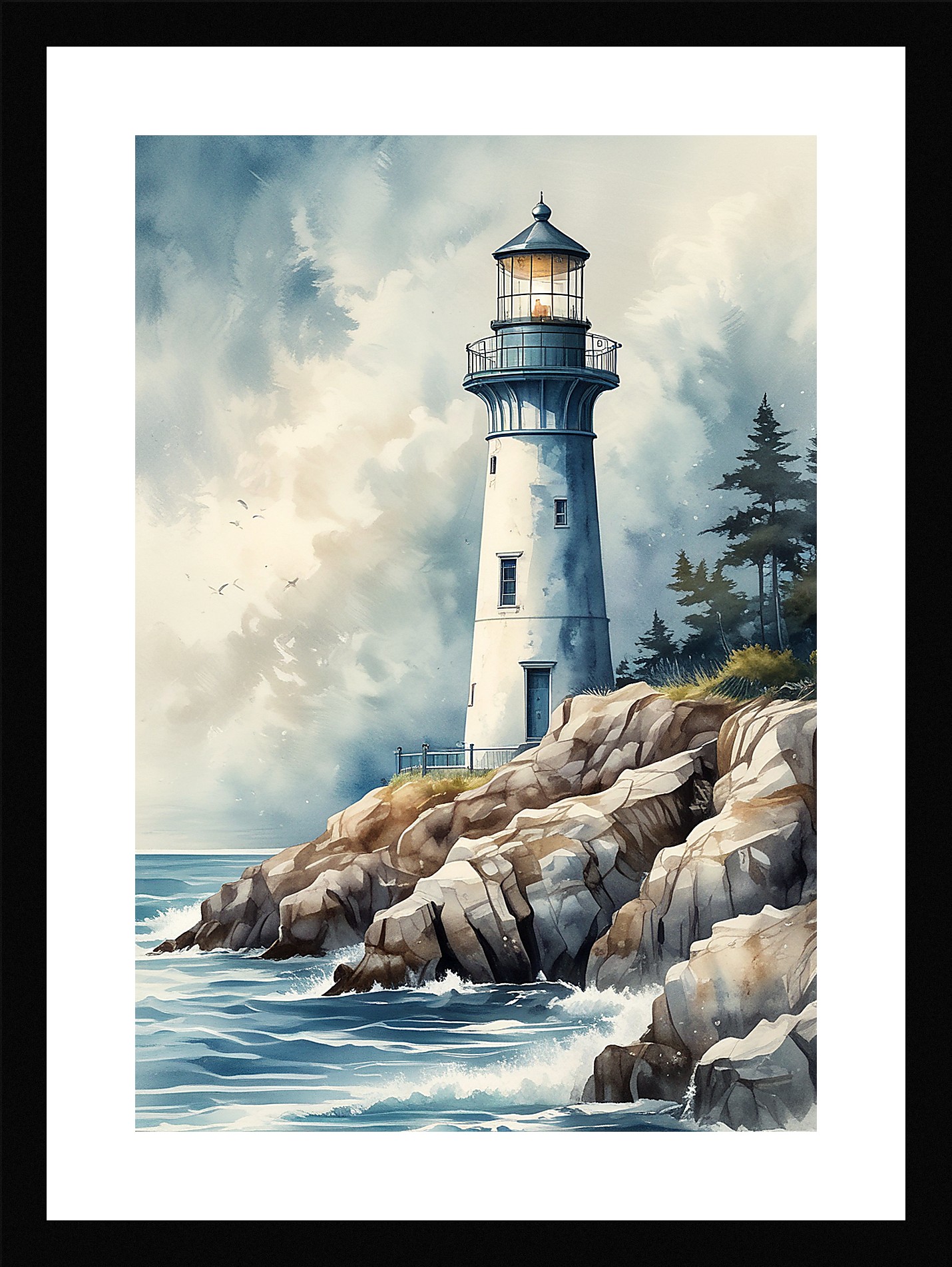 Nostalgic Lighthouse Framed Wall Art Poster Canvas Print Picture