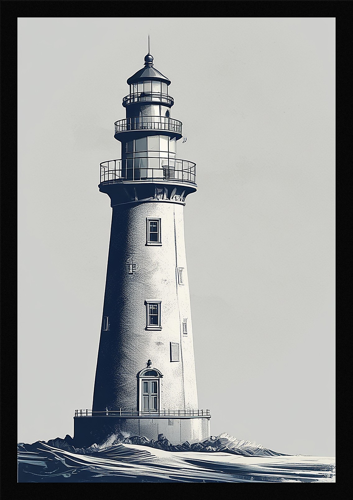 Modern Lighthouse Framed Wall Art Poster Canvas Print Picture