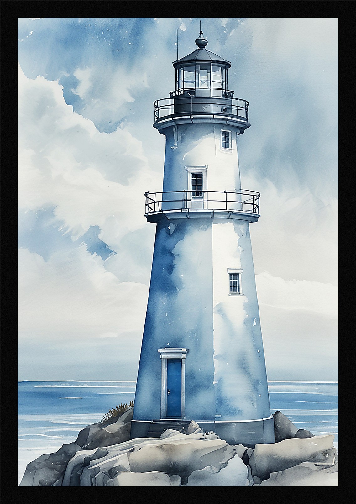 Modern Lighthouse Framed Wall Art Poster Canvas Print Picture