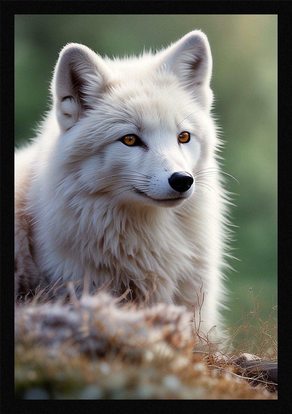 Modern Arctic Fox Framed Wall Art Poster Canvas Print Picture