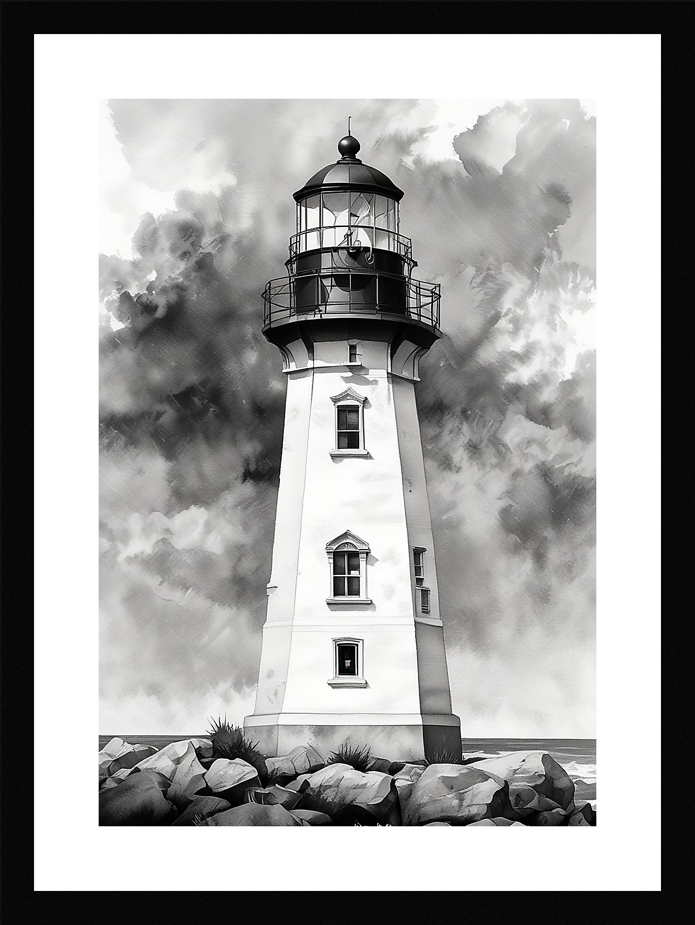 Bold Lighthouse Framed Wall Art Poster Canvas Print Picture