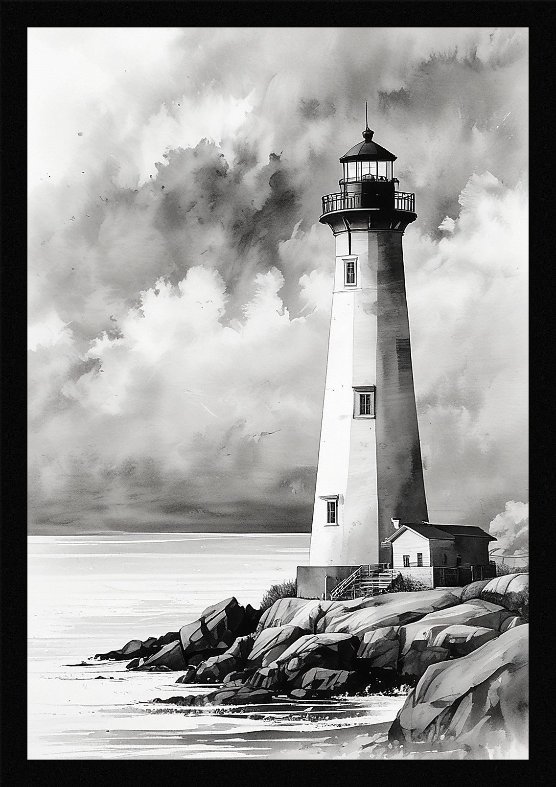 Modern Lighthouse Framed Wall Art Poster Canvas Print Picture