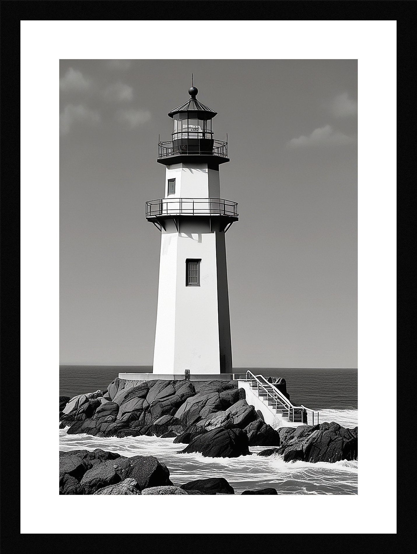 Modern Lighthouse Framed Wall Art Poster Canvas Print Picture