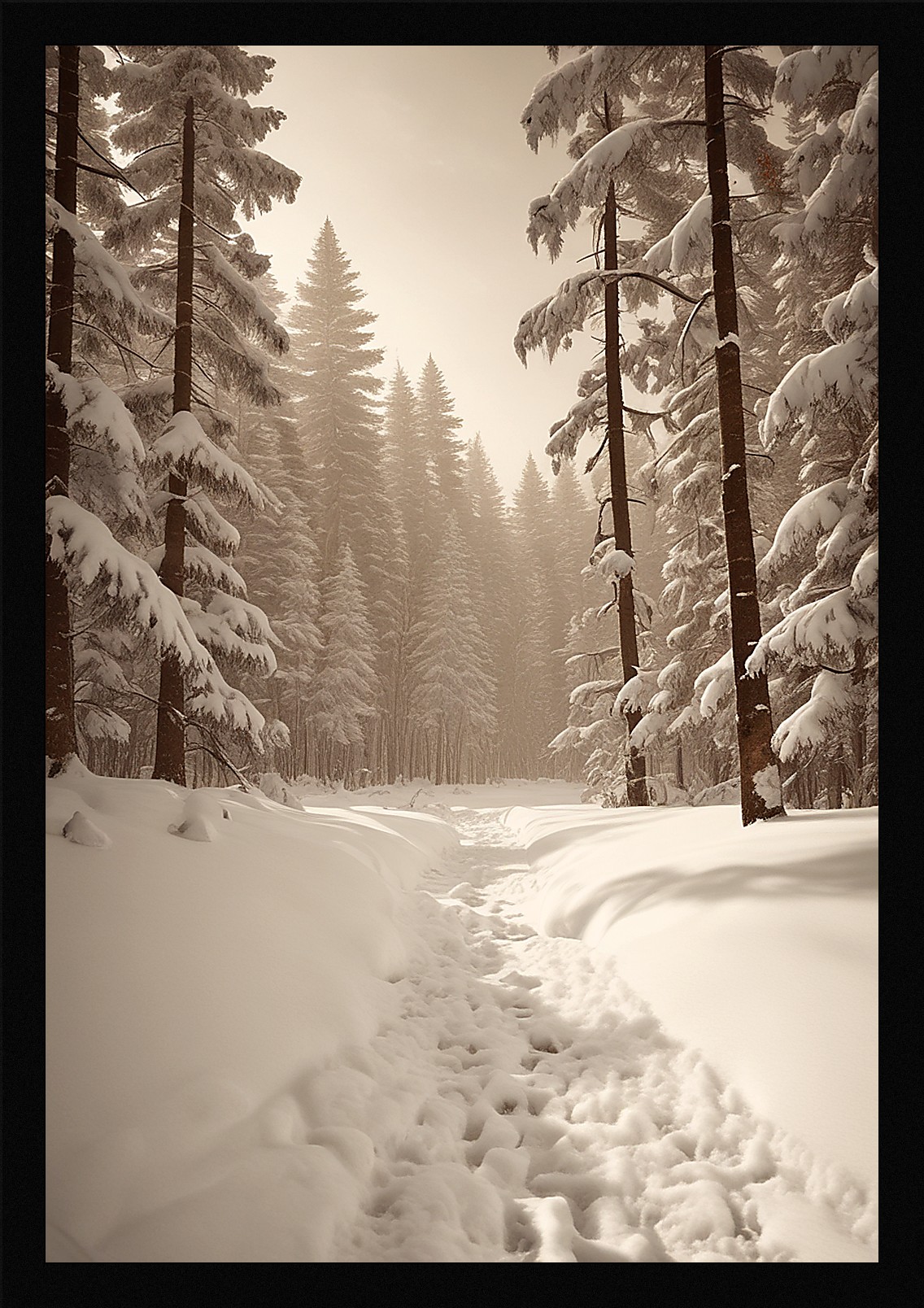 Vibrant Winter Snowscape Framed Wall Art Poster Canvas Print Picture