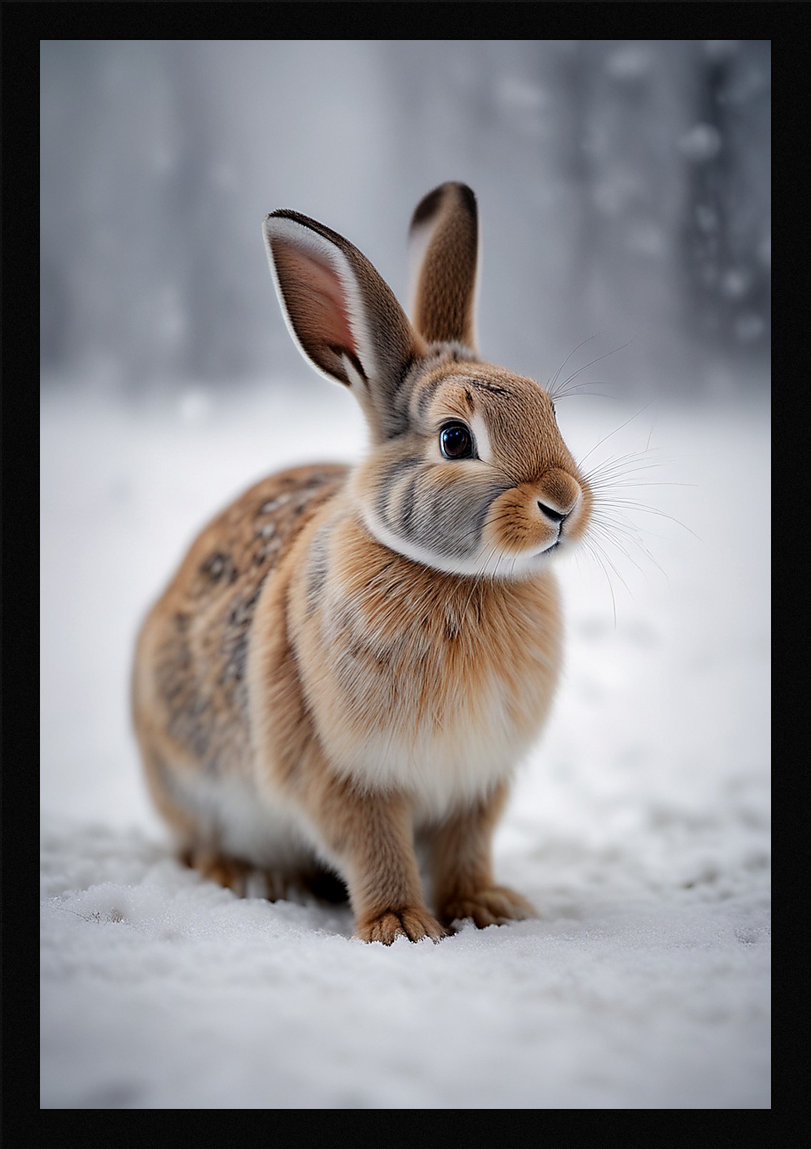Moody Rabbit Framed Wall Art Poster Canvas Print Picture