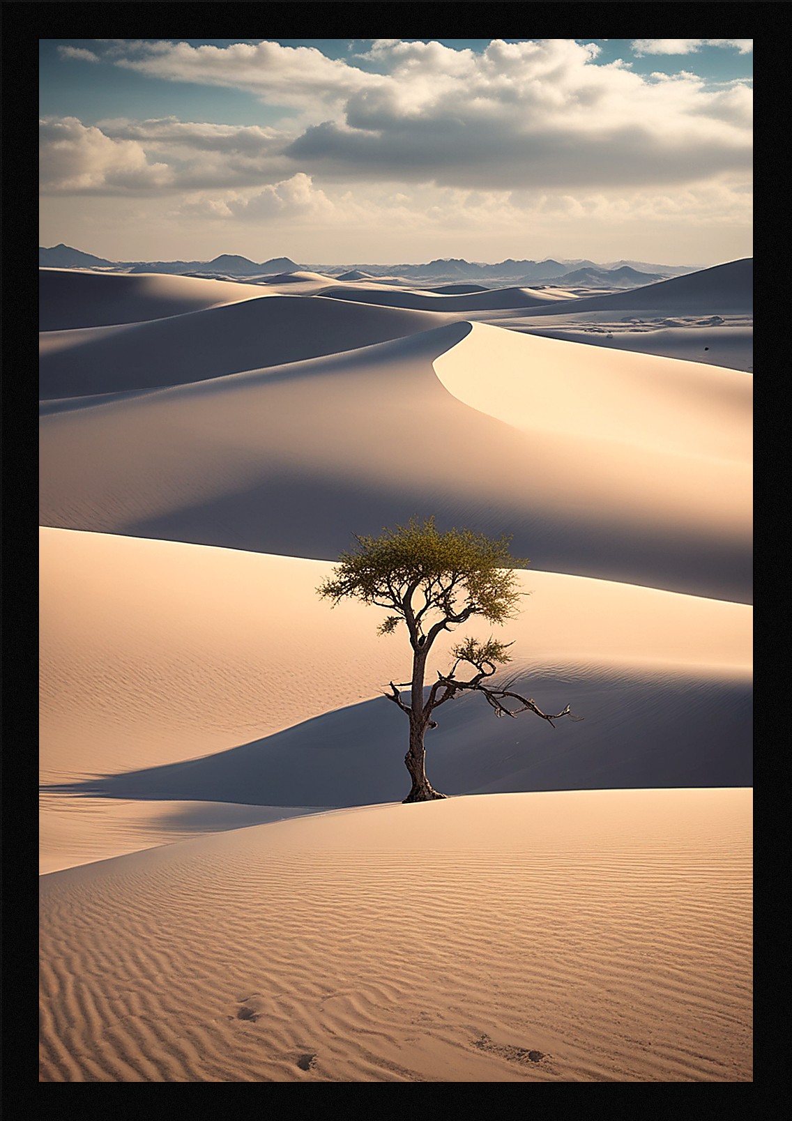 Dramatic Desert Dunes Framed Wall Art Poster Canvas Print Picture