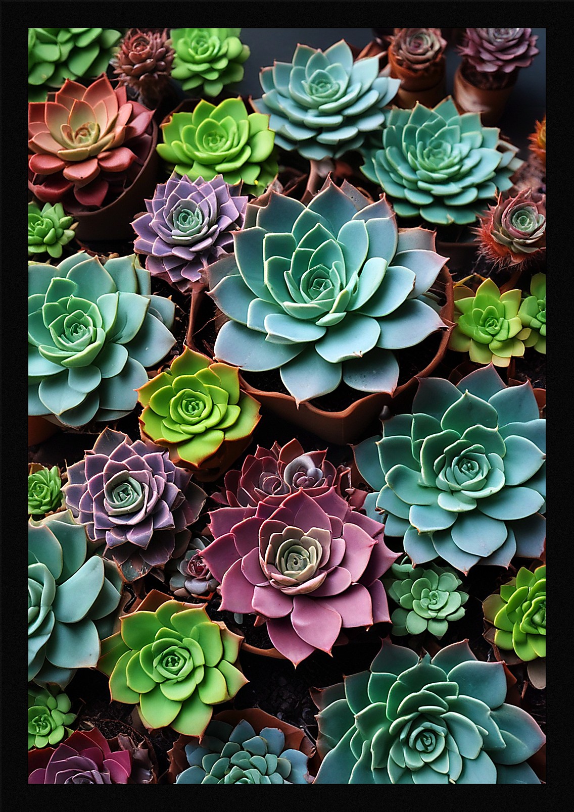 Modern Succulent Framed Wall Art Poster Canvas Print Picture