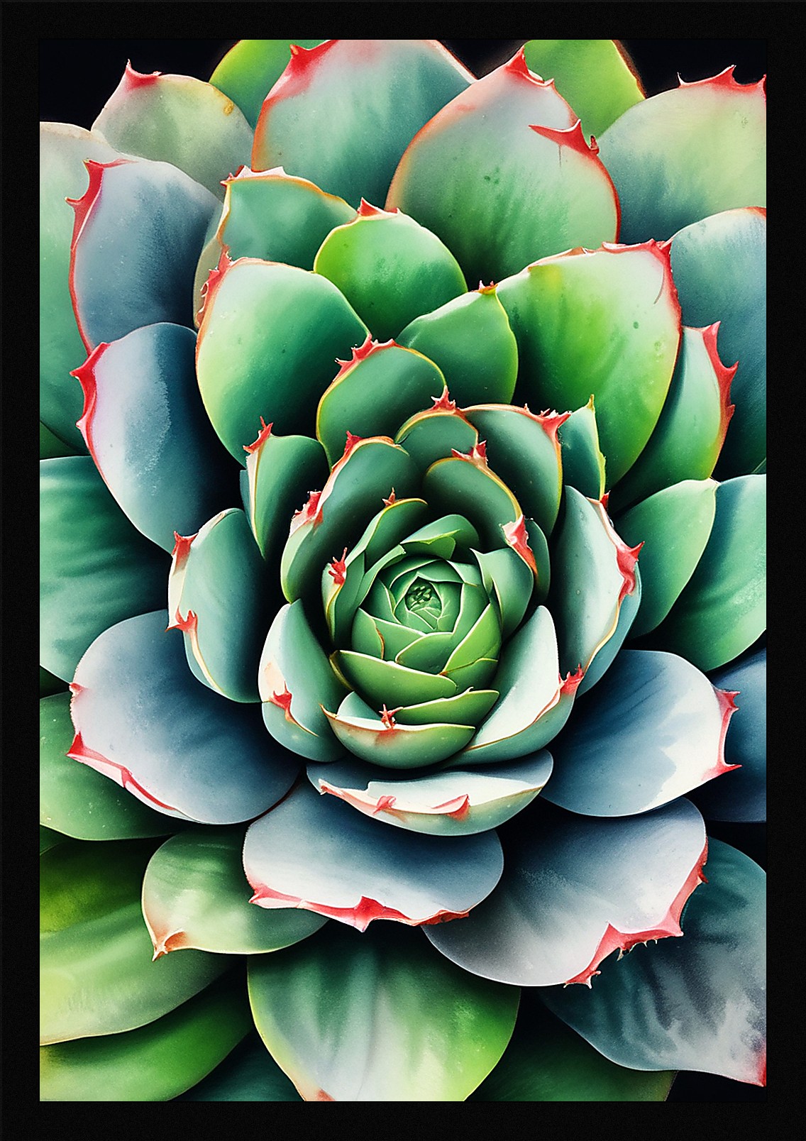 Modern Succulent Framed Wall Art Poster Canvas Print Picture