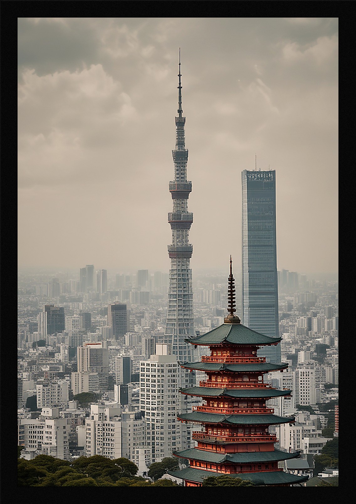 Epic Tokyo Skyline Framed Wall Art Poster Canvas Print Picture