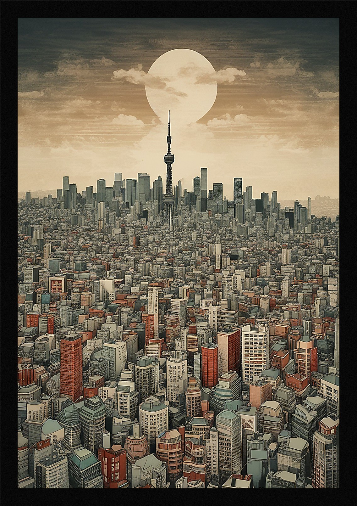 Epic Tokyo Skyline Framed Wall Art Poster Canvas Print Picture