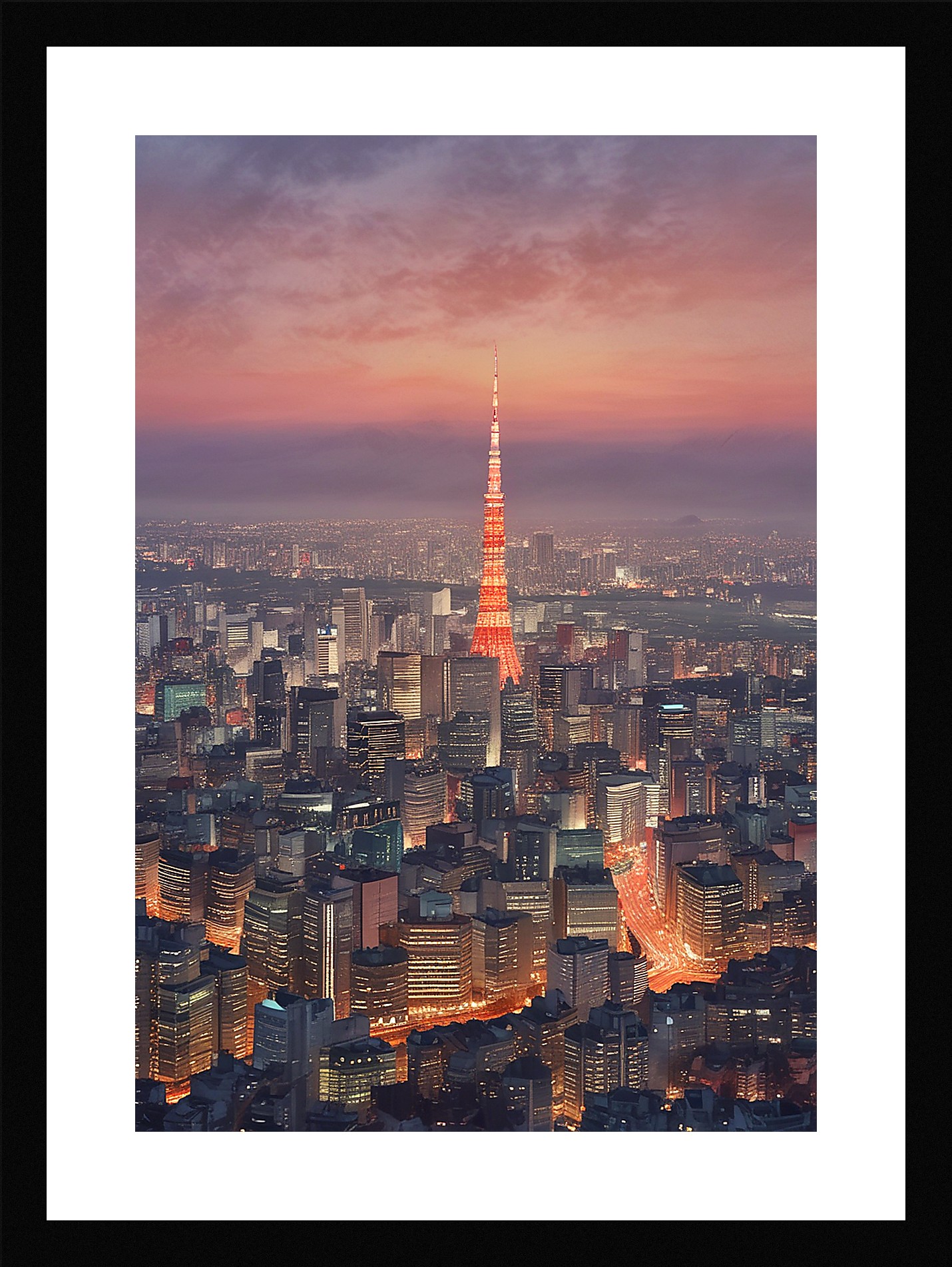 Epic Tokyo Skyline Framed Wall Art Poster Canvas Print Picture