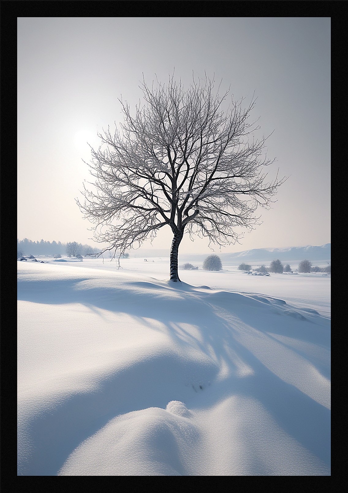 Serene Winter Snowscape Framed Wall Art Poster Canvas Print Picture