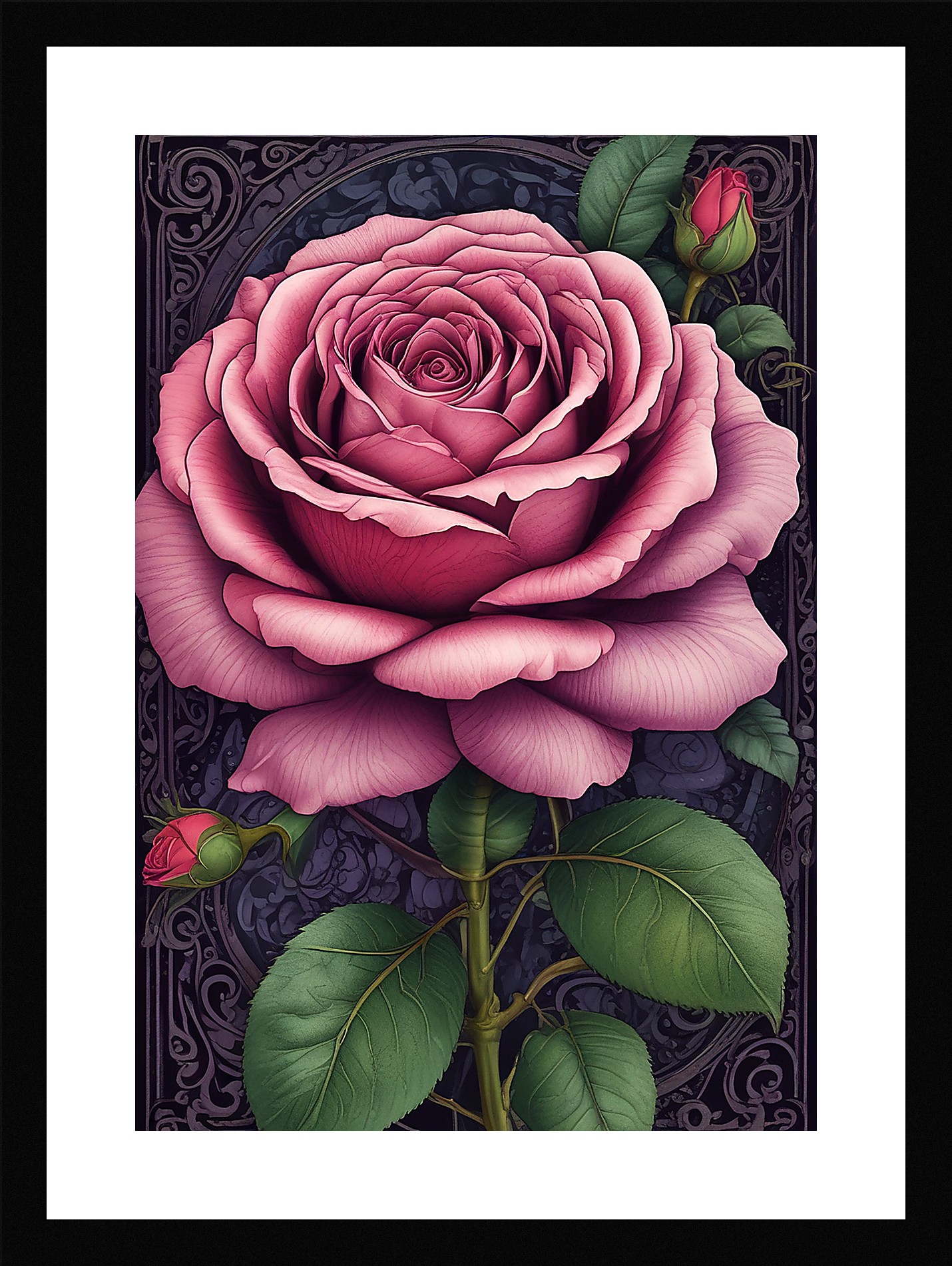 Moody Roses Framed Wall Art Poster Canvas Print Picture