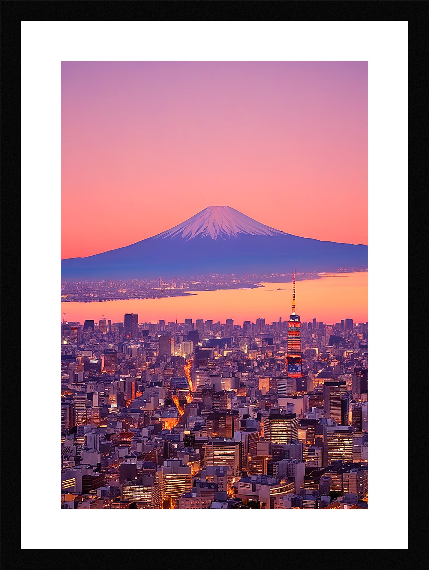 Vibrant Tokyo Skyline Framed Wall Art Poster Canvas Print Picture