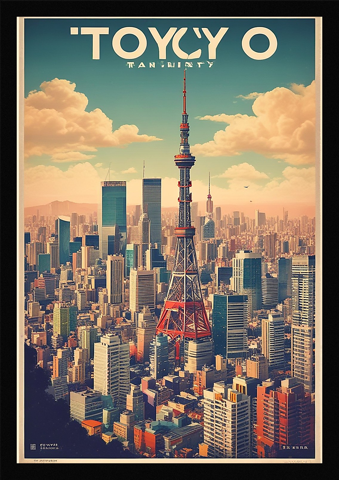 Soft Tokyo Skyline Framed Wall Art Poster Canvas Print Picture