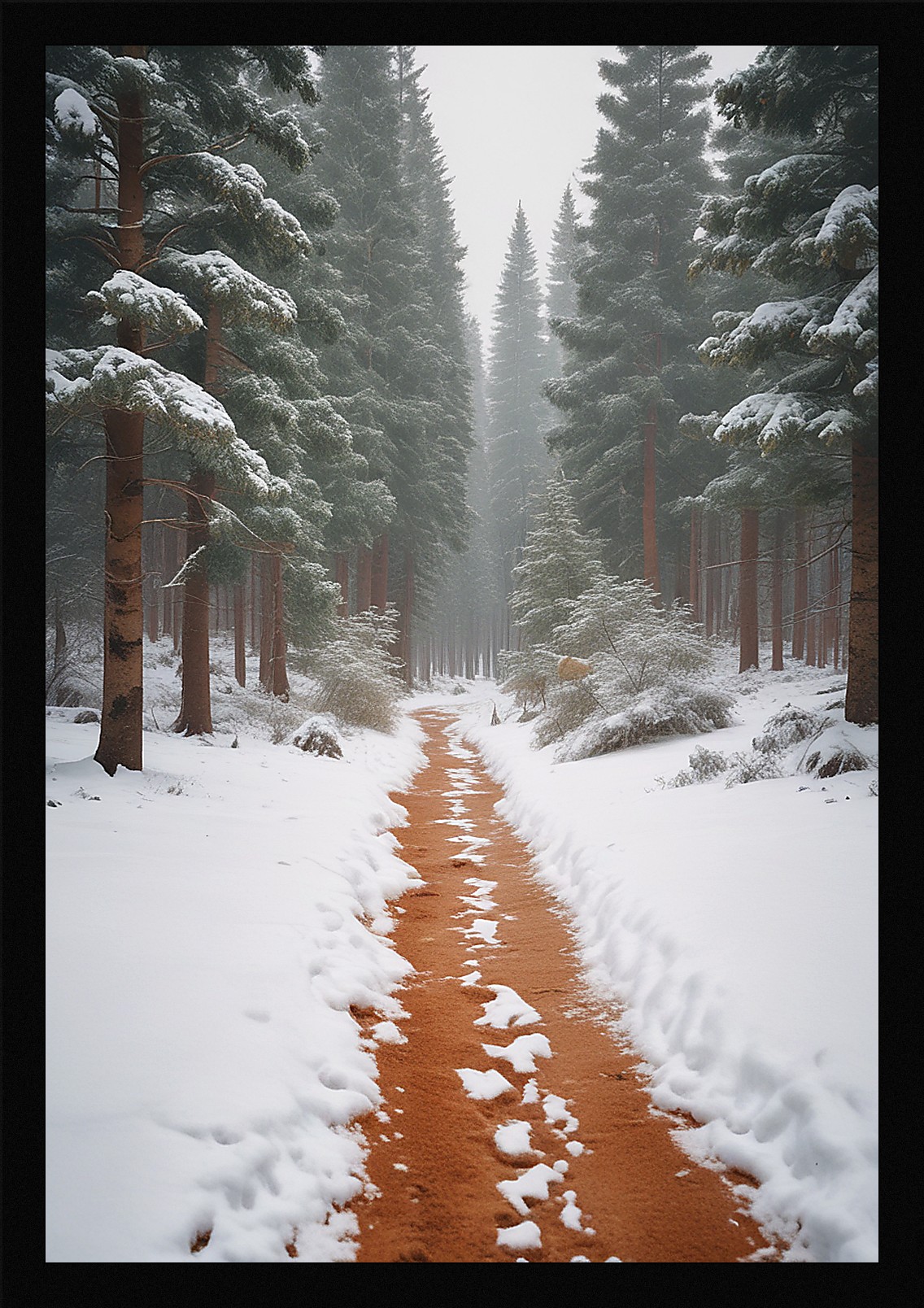 Serene Winter Snowscape Framed Wall Art Poster Canvas Print Picture
