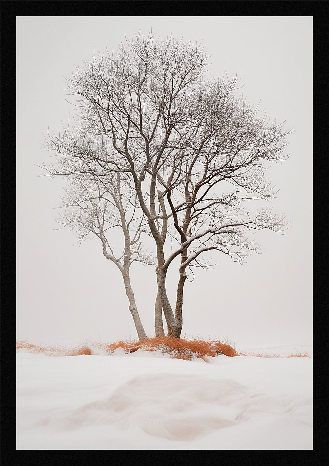 Serene Winter Snowscape Framed Wall Art Poster Canvas Print Picture