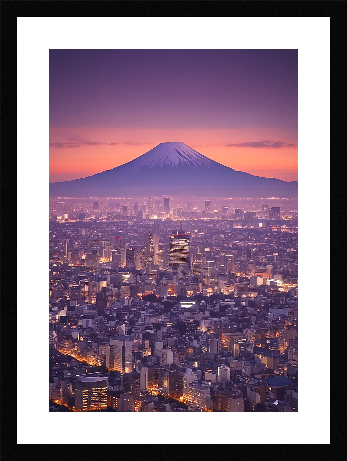 Soft Tokyo Skyline Framed Wall Art Poster Canvas Print Picture