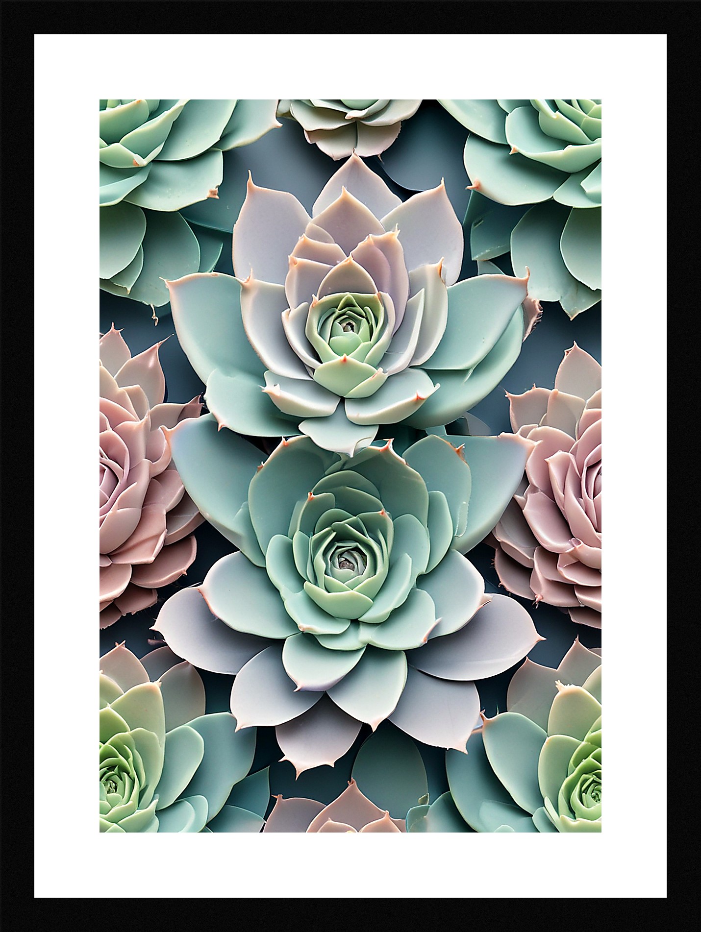 Modern Succulent Framed Wall Art Poster Canvas Print Picture