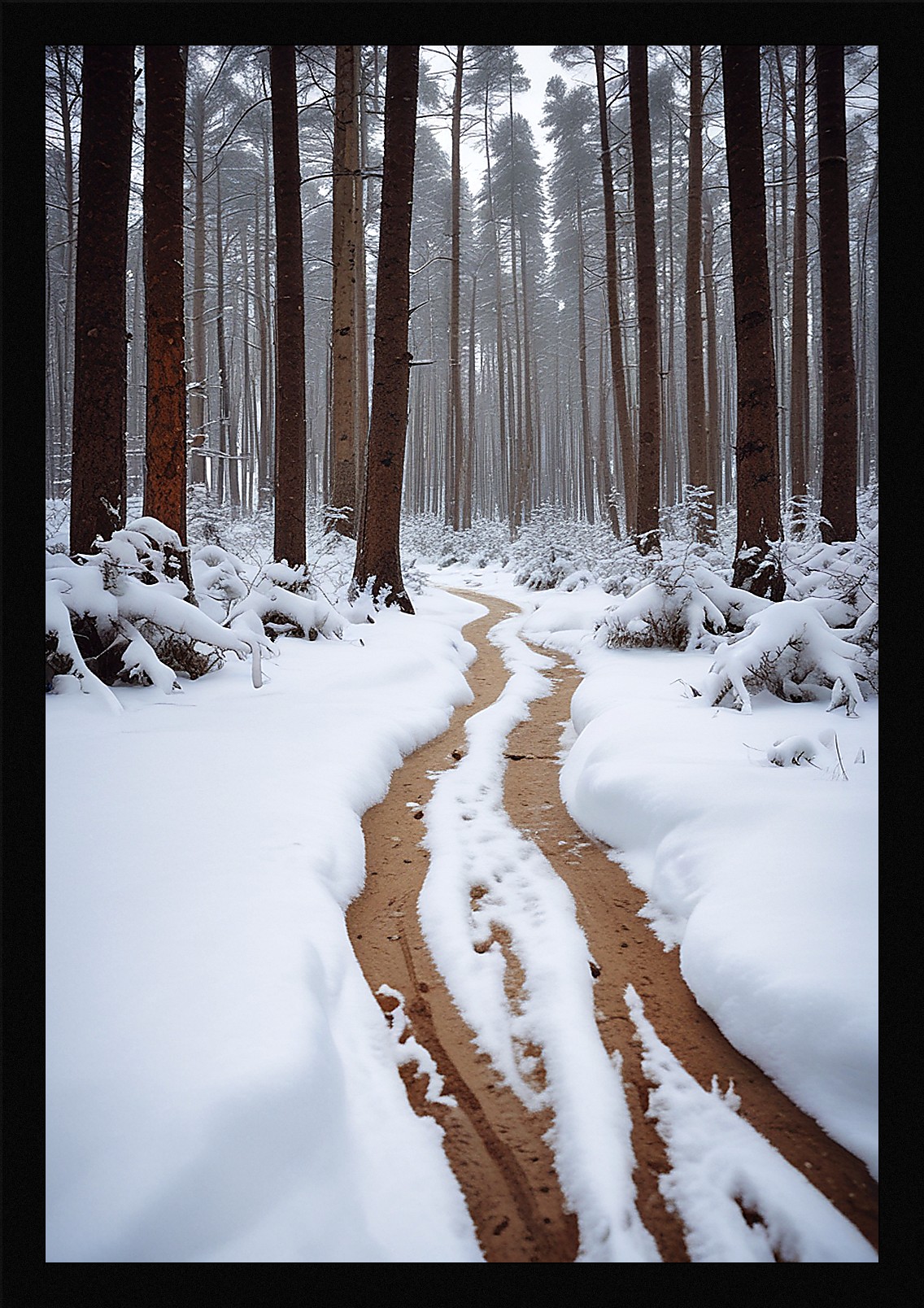 Serene Winter Snowscape Framed Wall Art Poster Canvas Print Picture