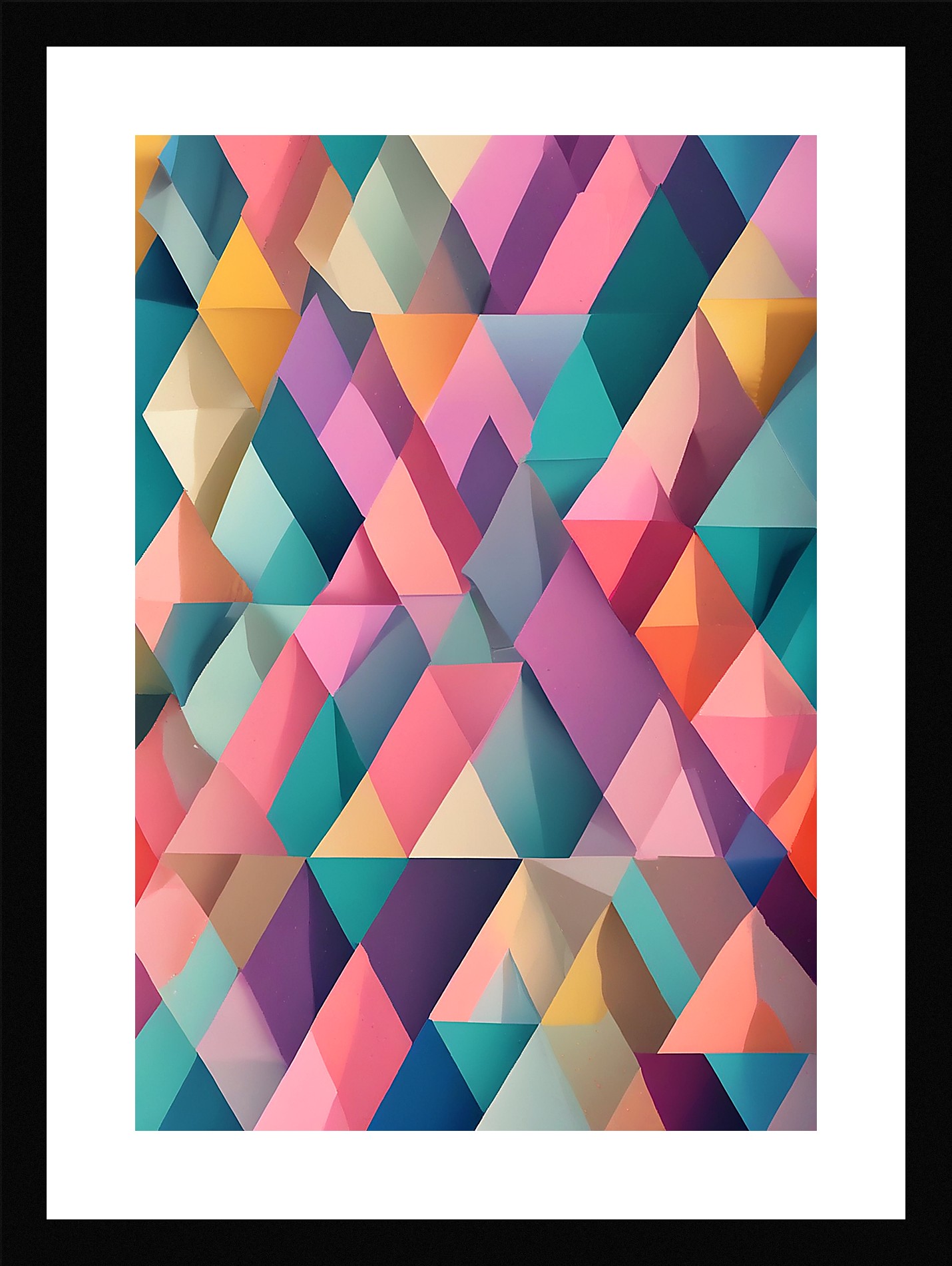Bold Geometric Shapes Framed Wall Art Poster Canvas Print Picture