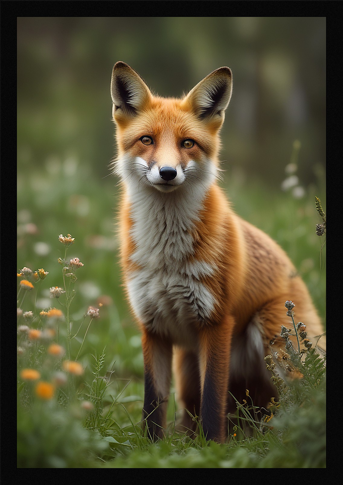 Moody Fox Framed Wall Art Poster Canvas Print Picture