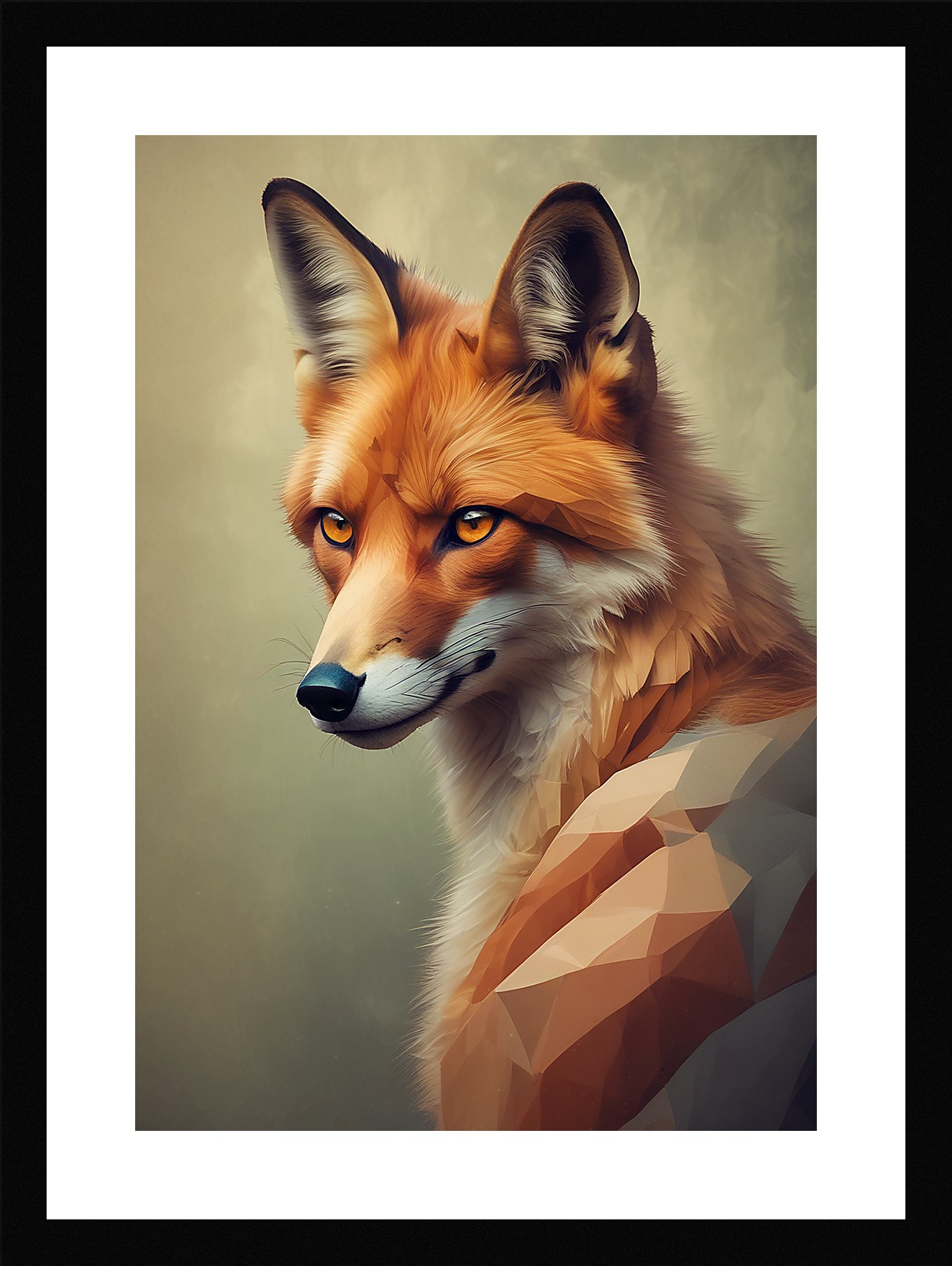 Moody Fox Framed Wall Art Poster Canvas Print Picture