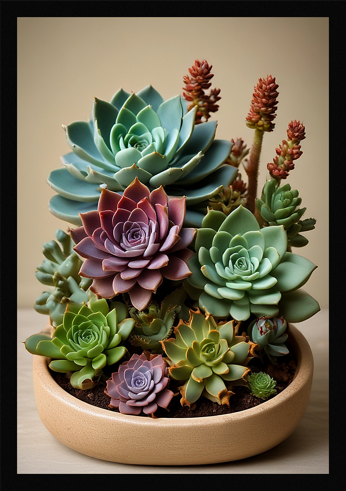 Modern Succulent Framed Wall Art Poster Canvas Print Picture