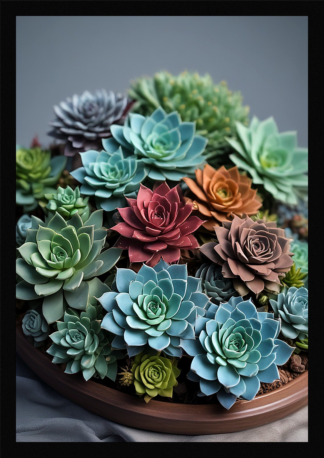 Modern Succulent Framed Wall Art Poster Canvas Print Picture