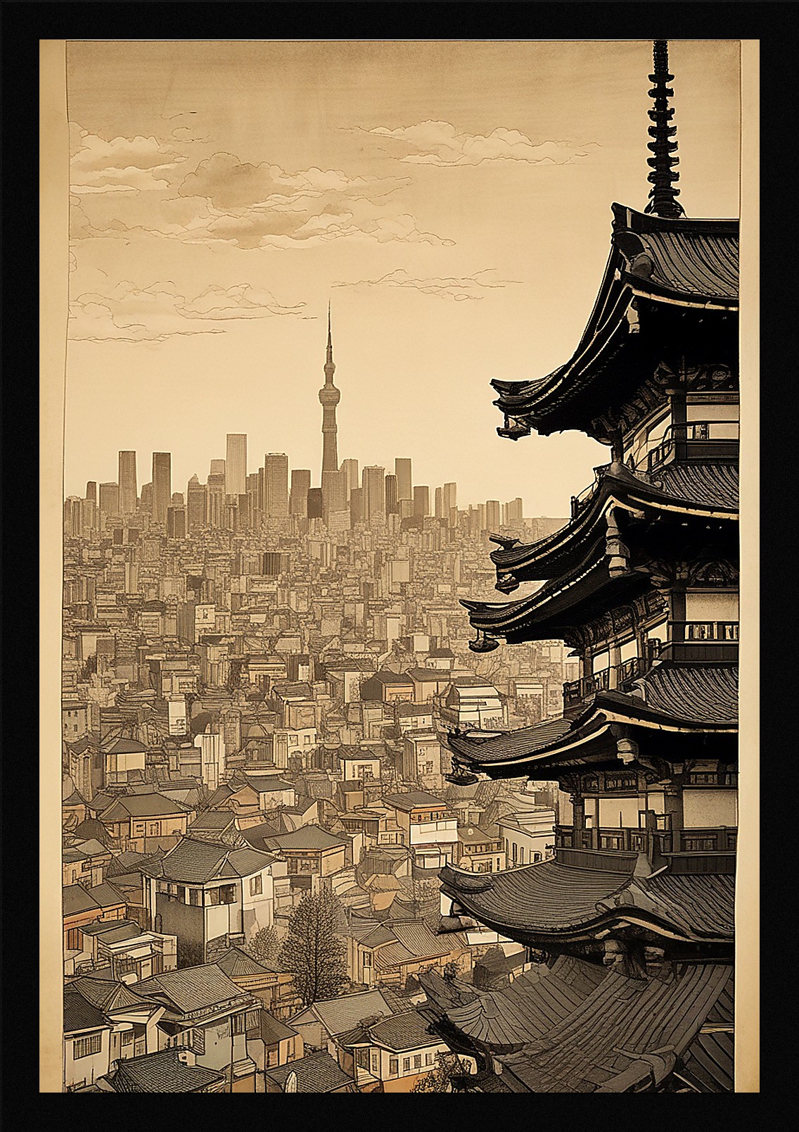 Intimate Tokyo Skyline Framed Wall Art Poster Canvas Print Picture