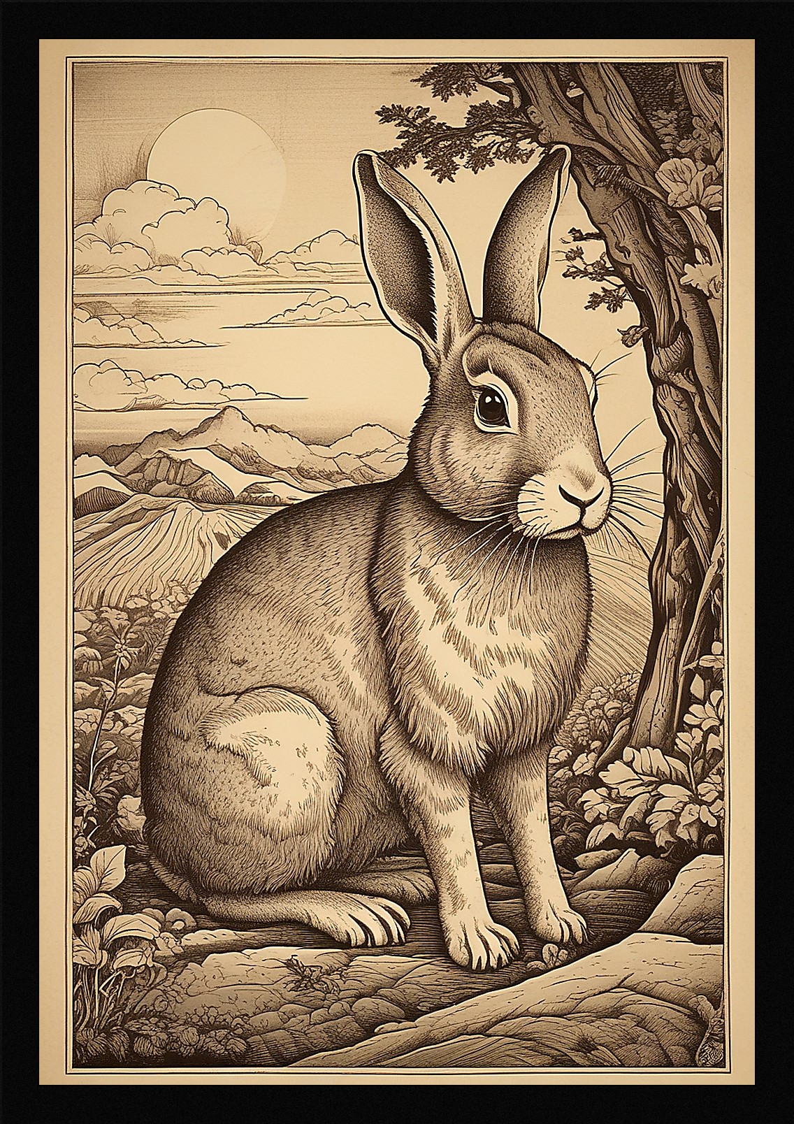 Epic Rabbit Framed Wall Art Poster Canvas Print Picture