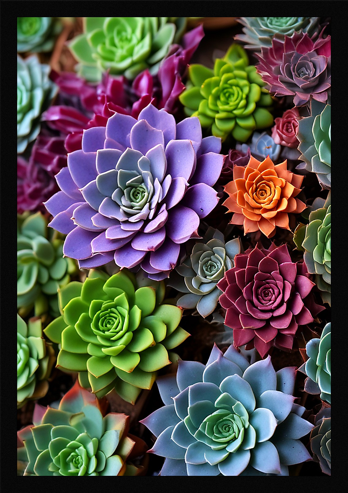Modern Succulent Framed Wall Art Poster Canvas Print Picture