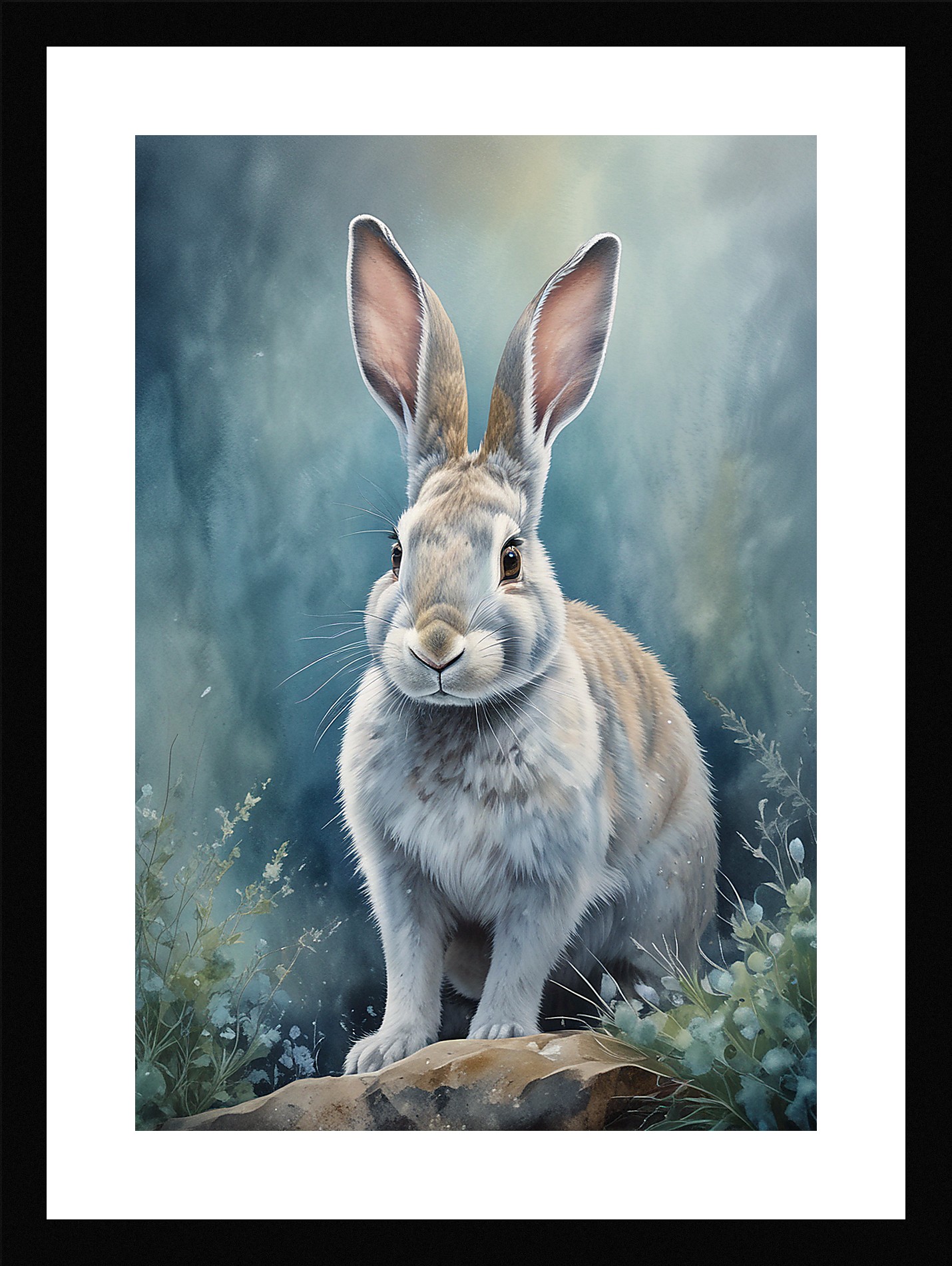 Epic Rabbit Framed Wall Art Poster Canvas Print Picture