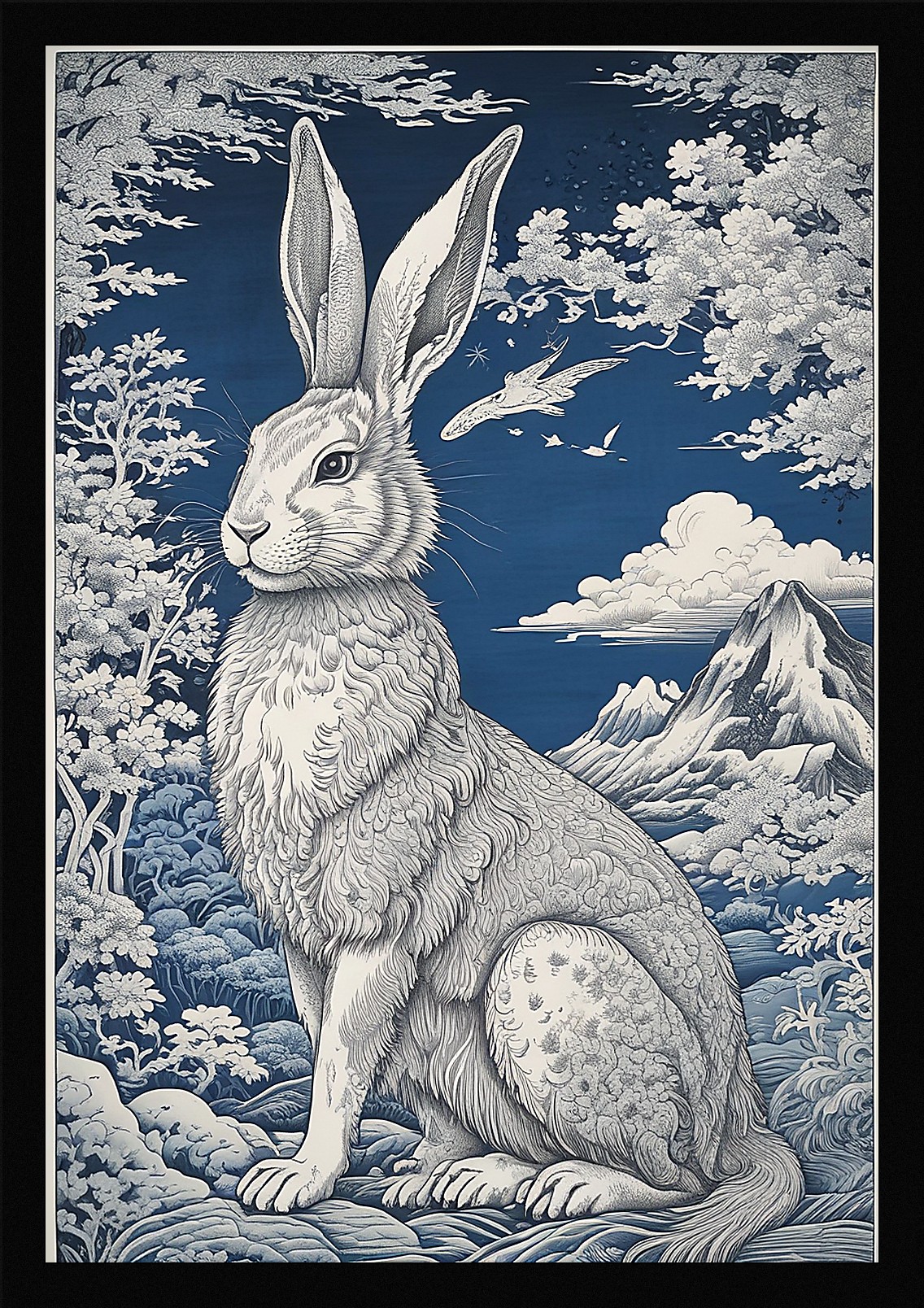 Epic Rabbit Framed Wall Art Poster Canvas Print Picture