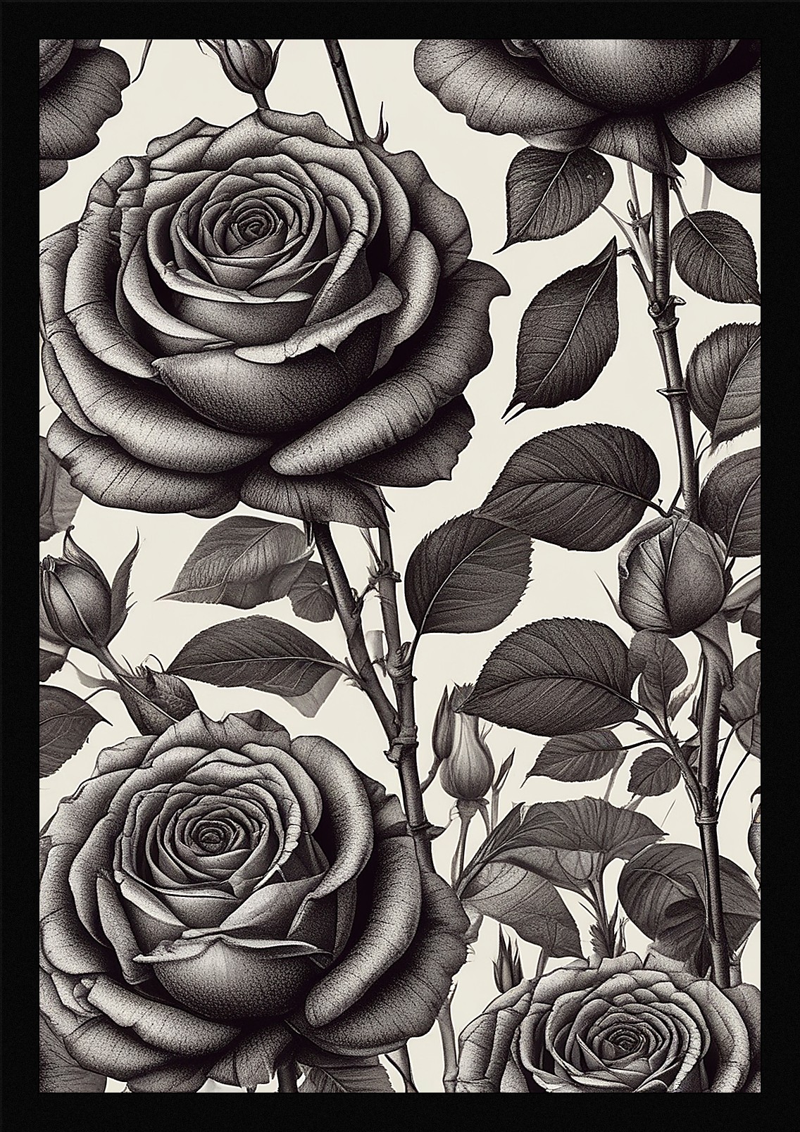 Moody Roses Framed Wall Art Poster Canvas Print Picture