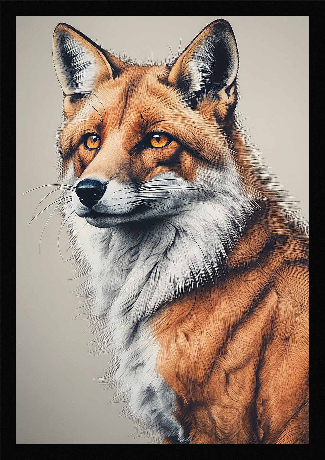 Dramatic Fox Framed Wall Art Poster Canvas Print Picture