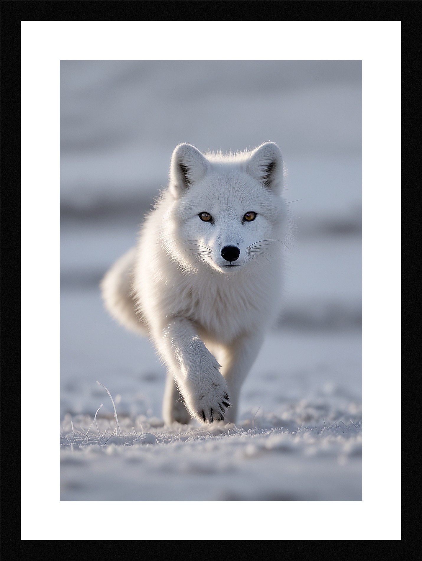 Moody Arctic Fox Framed Wall Art Poster Canvas Print Picture
