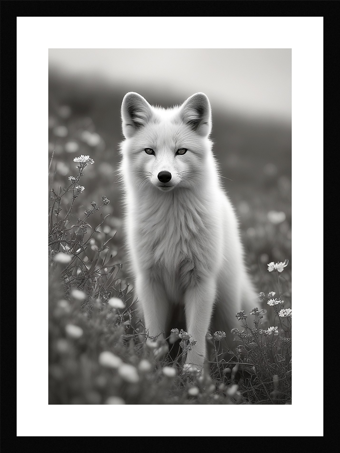 Moody Arctic Fox Framed Wall Art Poster Canvas Print Picture