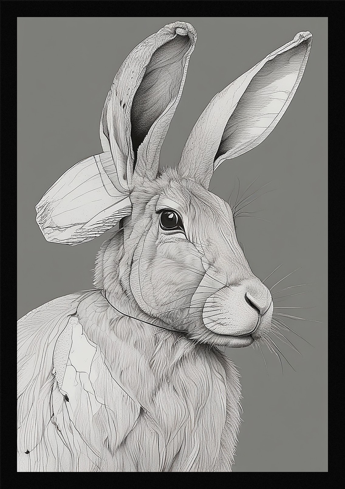Moody Rabbit Framed Wall Art Poster Canvas Print Picture