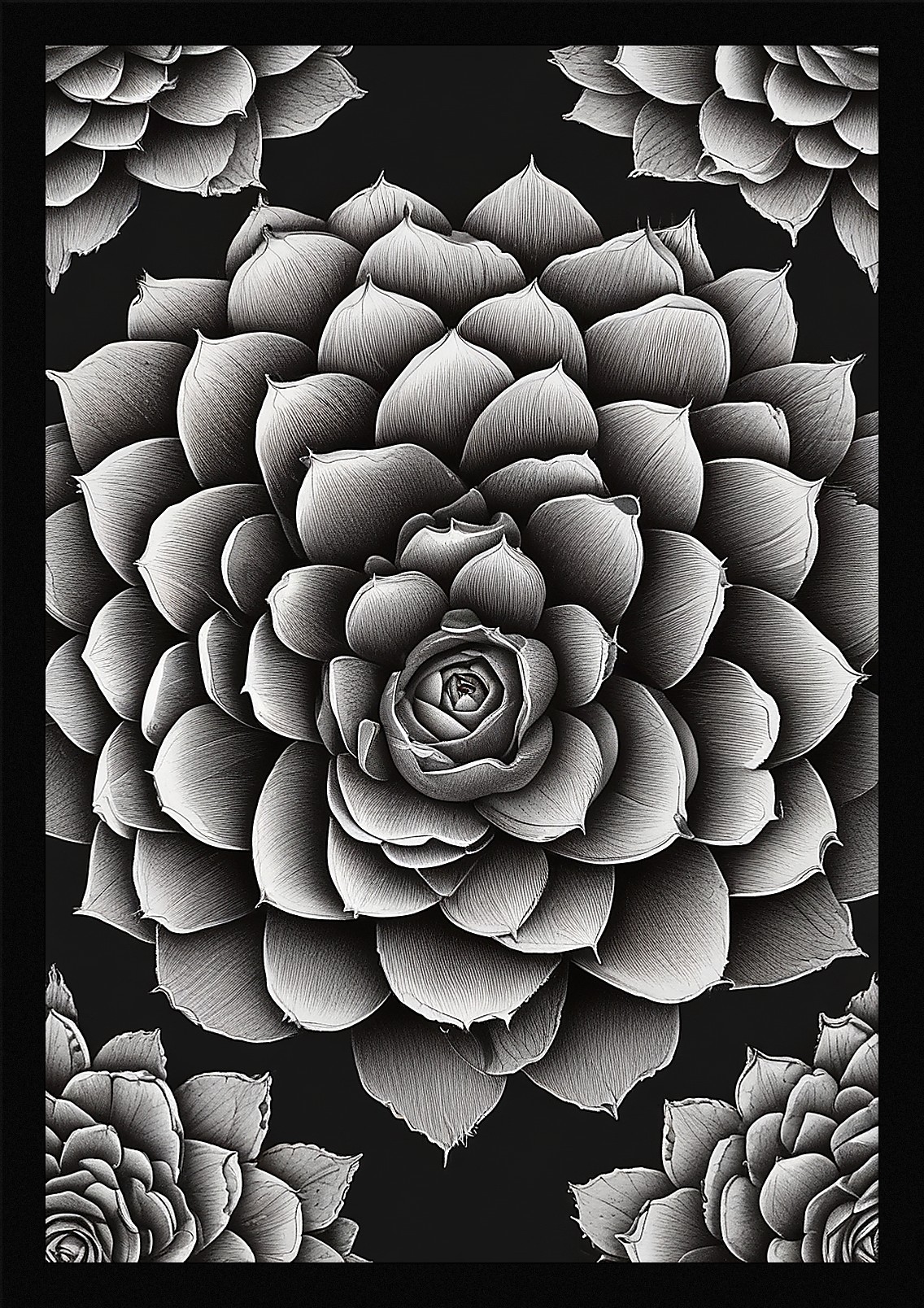 Modern Succulent Framed Wall Art Poster Canvas Print Picture