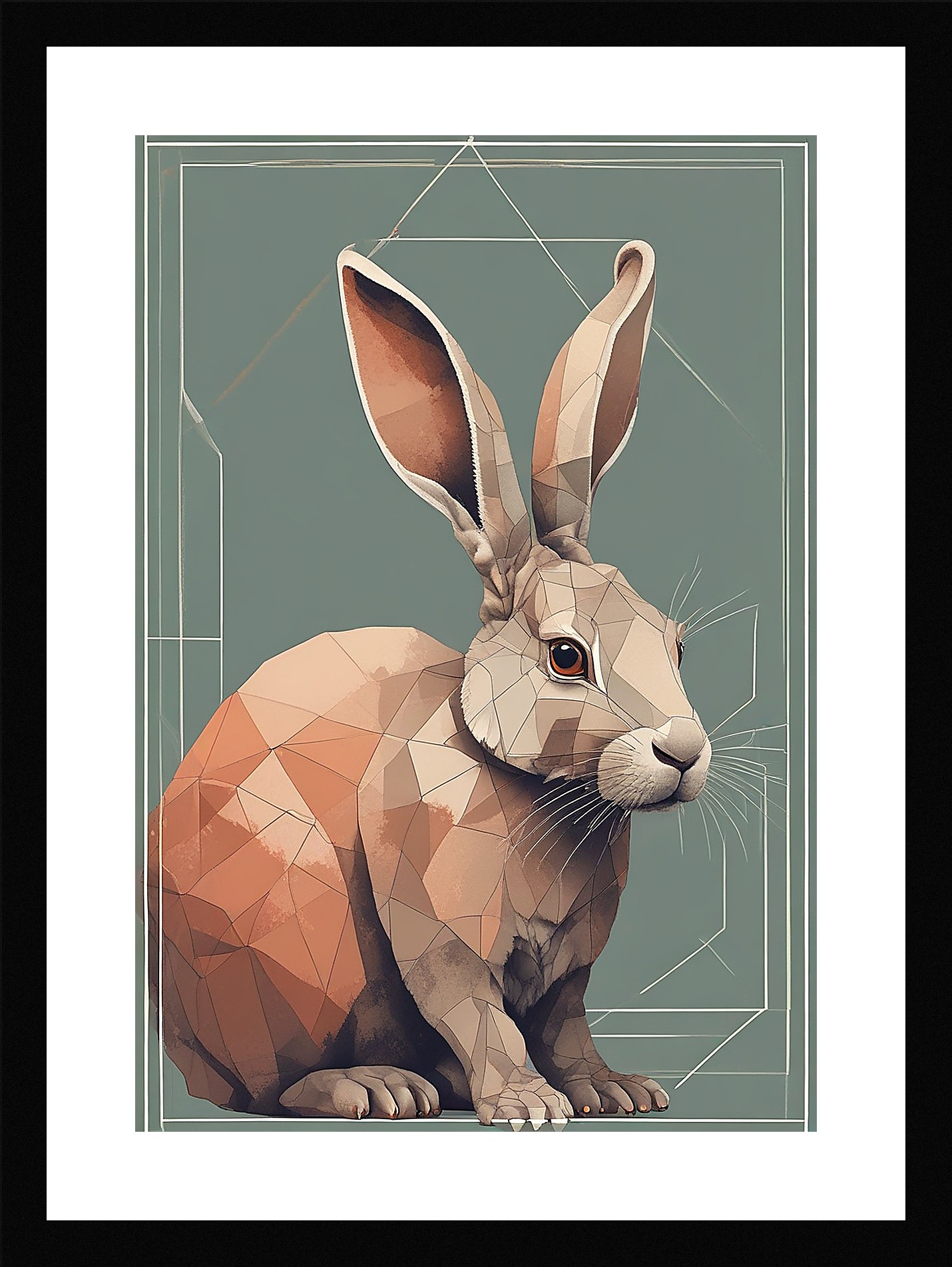 Moody Rabbit Framed Wall Art Poster Canvas Print Picture